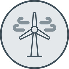 Wind Turbine Line Fill Circle Icon