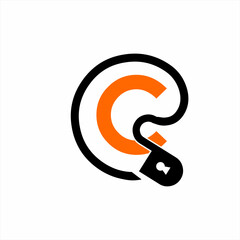 Letter c logo design with padlock.