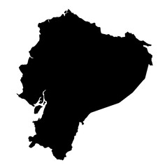 A contour map of Ecuador. Graphic illustration on a transparent background with black country's borders
