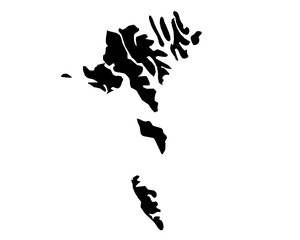 A contour map of Faroe Islands. Graphic illustration on a transparent background with black country's borders