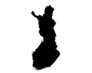 A contour map of Finland. Graphic illustration on a transparent background with black country's...