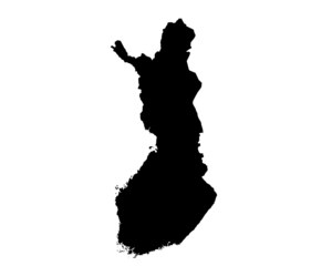 A contour map of Finland. Graphic illustration on a transparent background with black country's borders