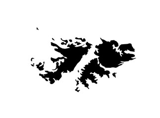 A contour map of Falkland Islands. Graphic illustration on a transparent background with black...