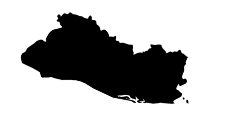 A contour map of El Salvador. Graphic illustration on a transparent background with black country's borders