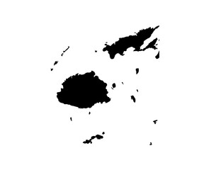 A contour map of Fiji. Graphic illustration on a transparent background with black country's borders