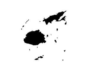 A contour map of Fiji. Graphic illustration on a transparent background with black country's borders