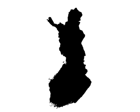 A contour map of Finland. Graphic illustration on a transparent background with black country's borders