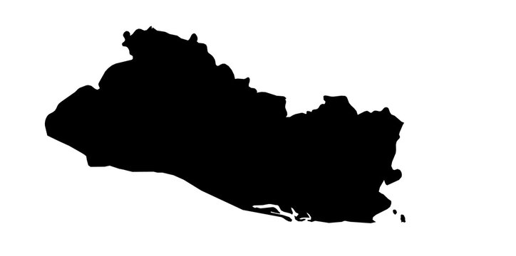 A contour map of El Salvador. Graphic illustration on a transparent background with black country's borders