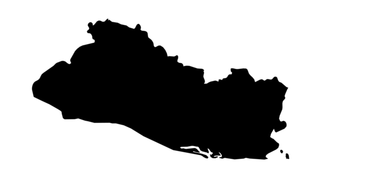 A contour map of El Salvador. Graphic illustration on a transparent background with black country's borders
