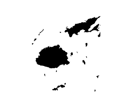A contour map of Fiji. Graphic illustration on a transparent background with black country's borders