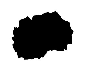 A contour map of North Macedonia. Graphic illustration on a transparent background with black country's borders