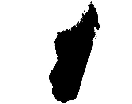 A contour map of Madagascar. Graphic illustration on a transparent background with black country's borders