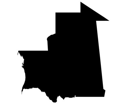 recommend clip art: A contour map of Mauritania. Graphic illustration on a transparent background with black country's borders