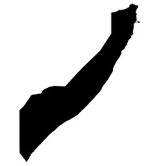 A contour map of Somalia. Graphic illustration on a transparent background with black country's borders
