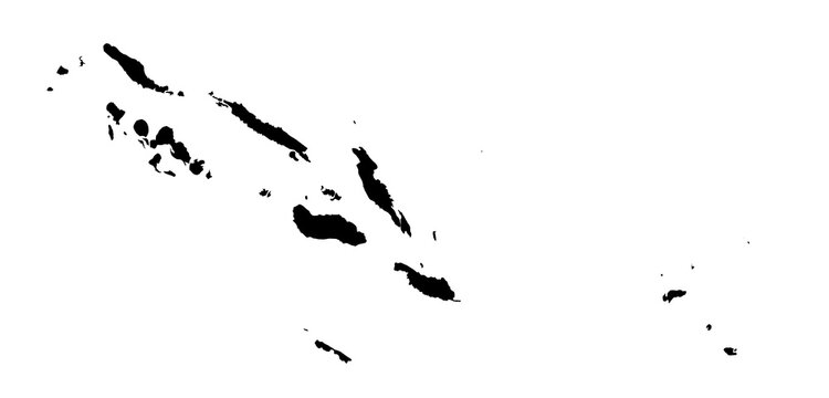 A contour map of Solomon Islands. Graphic illustration on a transparent background with black country's borders