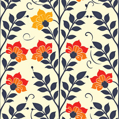 Seamless Leaf Pattern in Vibrant Colors
