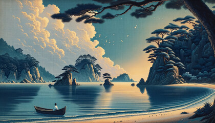 浮世絵（Ukiyoe）／海が見える風景