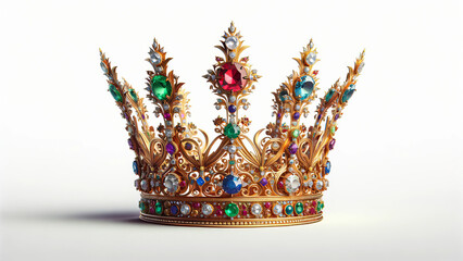 Sovereign Gold Crown with Precious Jewels Isolated - obrazy, fototapety, plakaty