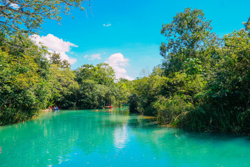 Partial view of the Formoso River, in the municipal resort, in Bonito, in Mato Grosso do Sul. The...