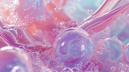 Macro shot of colorful soap bubbles with a pastel palette, creating an ethereal backdrop for imaginative designs