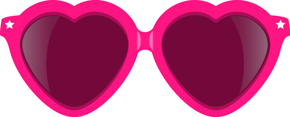 Heart shaped fancy party glasses, vector cartoon