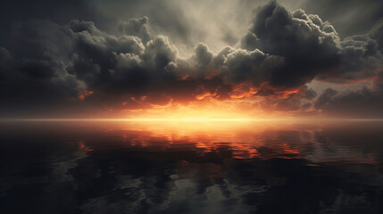 Fototapeta premium black clouds reflected on the water