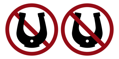 lucky ban prohibit icon. Not allowed horseshoe . Forbidden luck icon