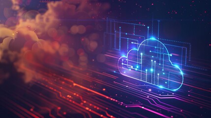 A 2D rendering that creatively illustrates the concept of cloud computing