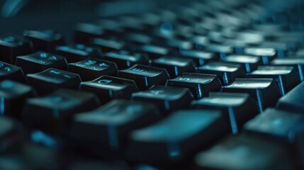 A detailed closeup shot of a computer keyboard