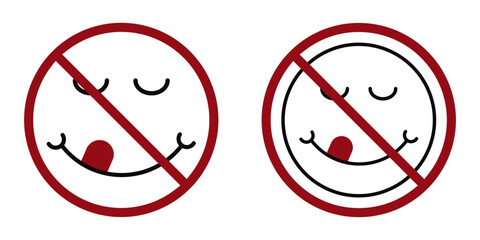tasty ban prohibit icon. Not allowed tasting. Forbidden taste emoji