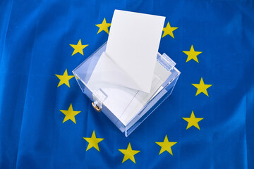 Vote in ballot box. Elections to the European Parliament - 765199371
