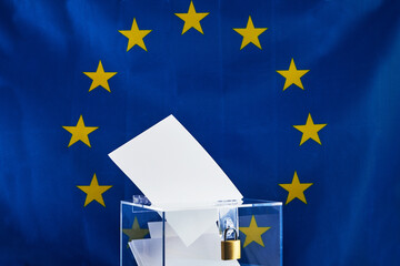 Vote in ballot box. Elections to the European Parliament - 765199518