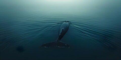 North Atlantic right whale faces threats from entanglements ship strikes and changing ocean conditions due to climate change. Concept Endangered Species, Conservation Efforts, Maritime Safety - obrazy, fototapety, plakaty