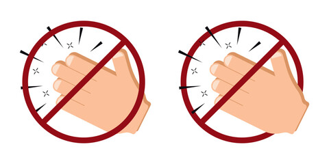 clap hands ban prohibit icon. Not allowed applaud . Forbidden to applaud