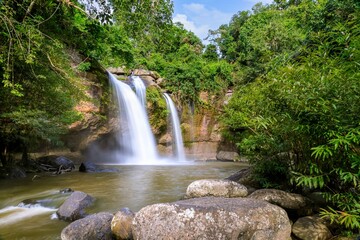 Fototapeta na wymiar Haew Suwat Waterfall Forest Khao Yai National Park Thailand