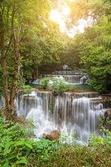 Fototapeta na wymiar Huai Mae Khamin Waterfall Tier 4 Khuean Srinagarindra National Park Kanchanaburi Thailand