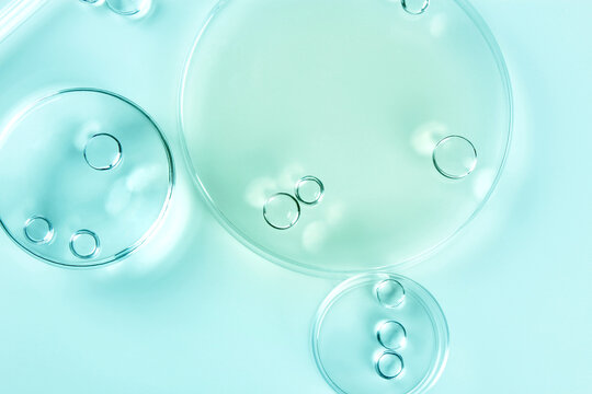 Chemical laboratory research. Abstract cosmetic laboratory. Glass model of molecules.