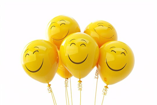 a group of yellow balloons with smiley faces