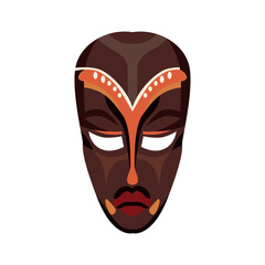 Indigenous brown mask vector illustration.