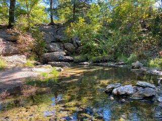 Naklejka na ściany i meble Antelope Springs at Chickasaw National Recreation area. Freshwater Spring comes from the Arbuckle-Simpson aquifer and flows into the Travertine Creek.