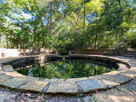 Buffalo Springs at Chickasaw National Recreation Area. National spring with masonry constructed in the 1930s by Civilian Conservation Corps (CCC) for former Platt National Park.