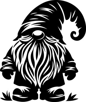 Gnome Silhouette Design. Vector Illustration of forest gnome