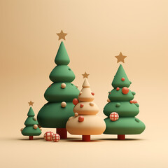A Lovely Christmas Tree, 3D Illustration Icons сreated with Generative Ai