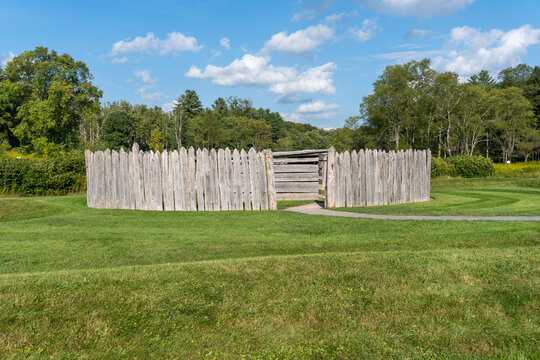 Farmington, Pennsylvania: Fort Necessity National Battlefield. Reconstructed fort, storehouse, stockade, and earthworks. 