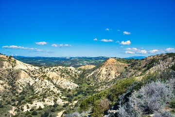 Landscape with limestone mountains along he Genesis Aphrodite’s Trail near Pissouri, at the south...
