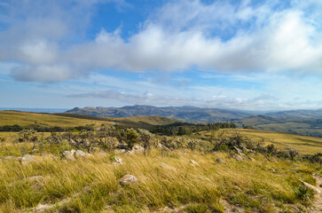 Sunlight at dusk in the mountains of the Serra do Cipó region in Minas Gerais, Brazil