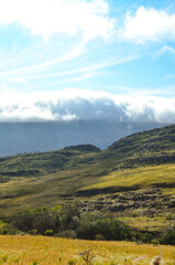 Sunlight at dusk in the mountains of the Serra do Cipó region in Minas Gerais, Brazil