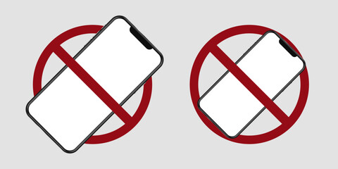 mobile phone ban prohibit icon. Not allowed smartphone