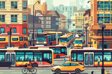 Obraz premium Urban Public Transport Illustration