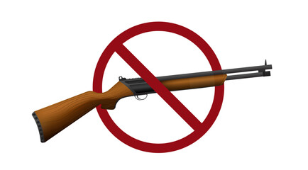 gun weapon ban prohibit icon. Not allowed weapons crossed circle